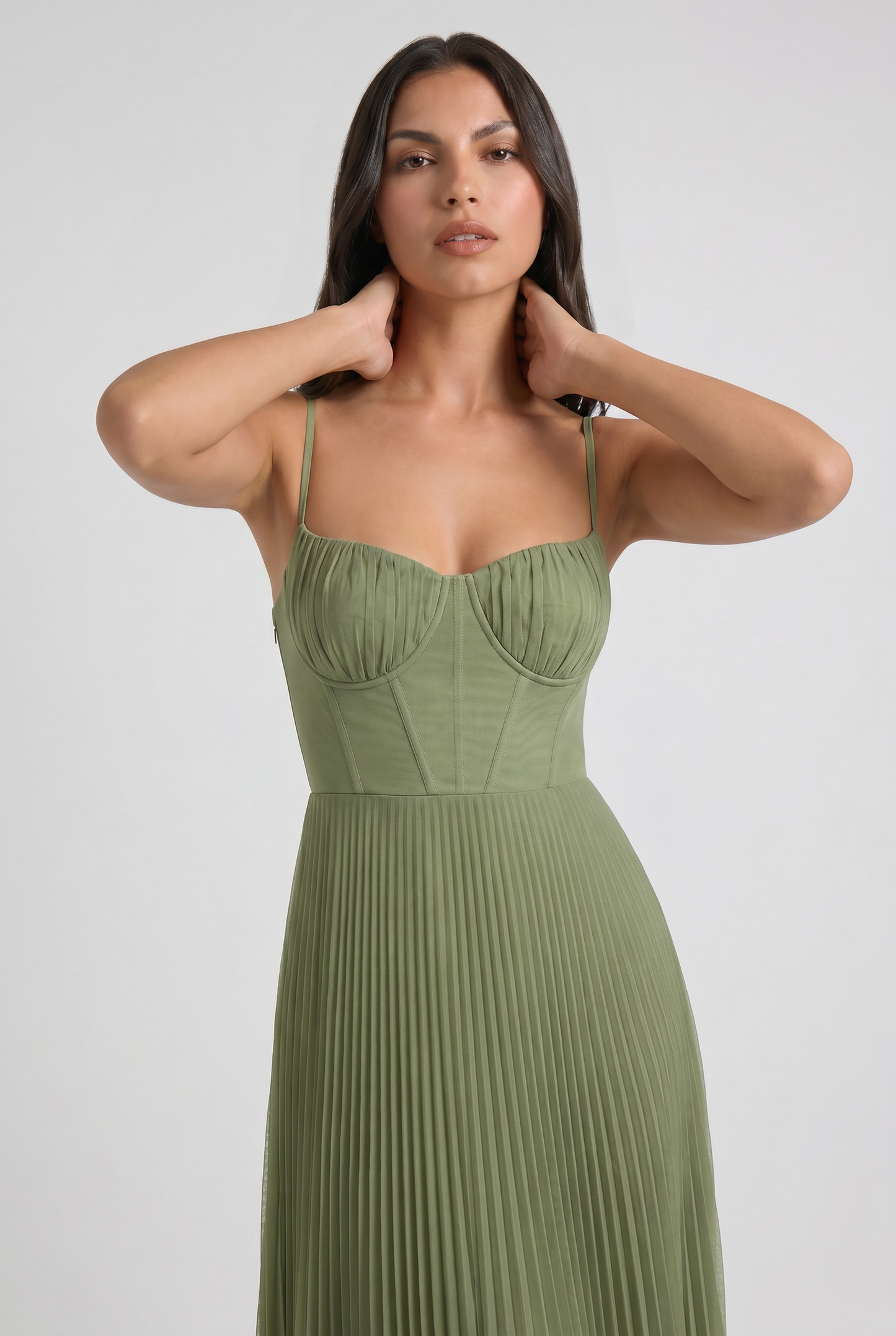 Women's Green Floral V-Neck Cocktail Midi Dress for Summer