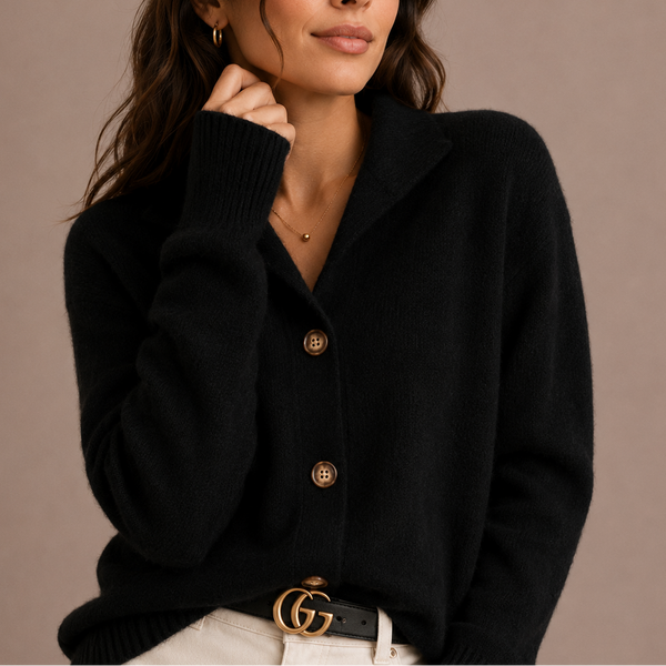 Women's Knit Cardigan, Collared Button Front and Oversized