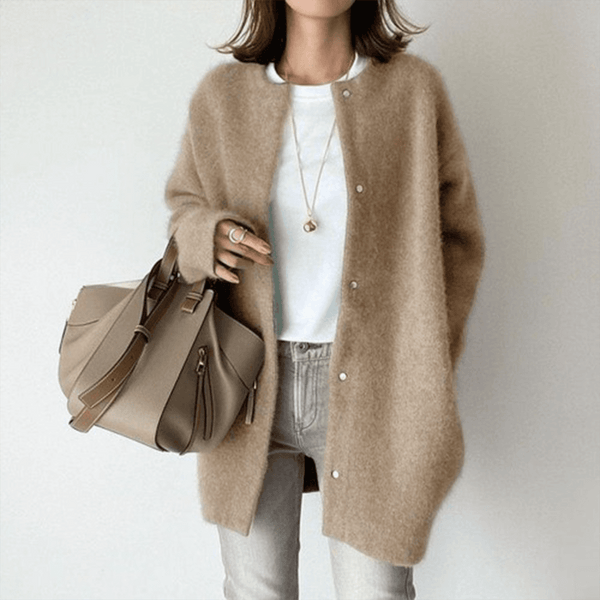 Women's Textured Knit Cardigan Sweater with Button Front