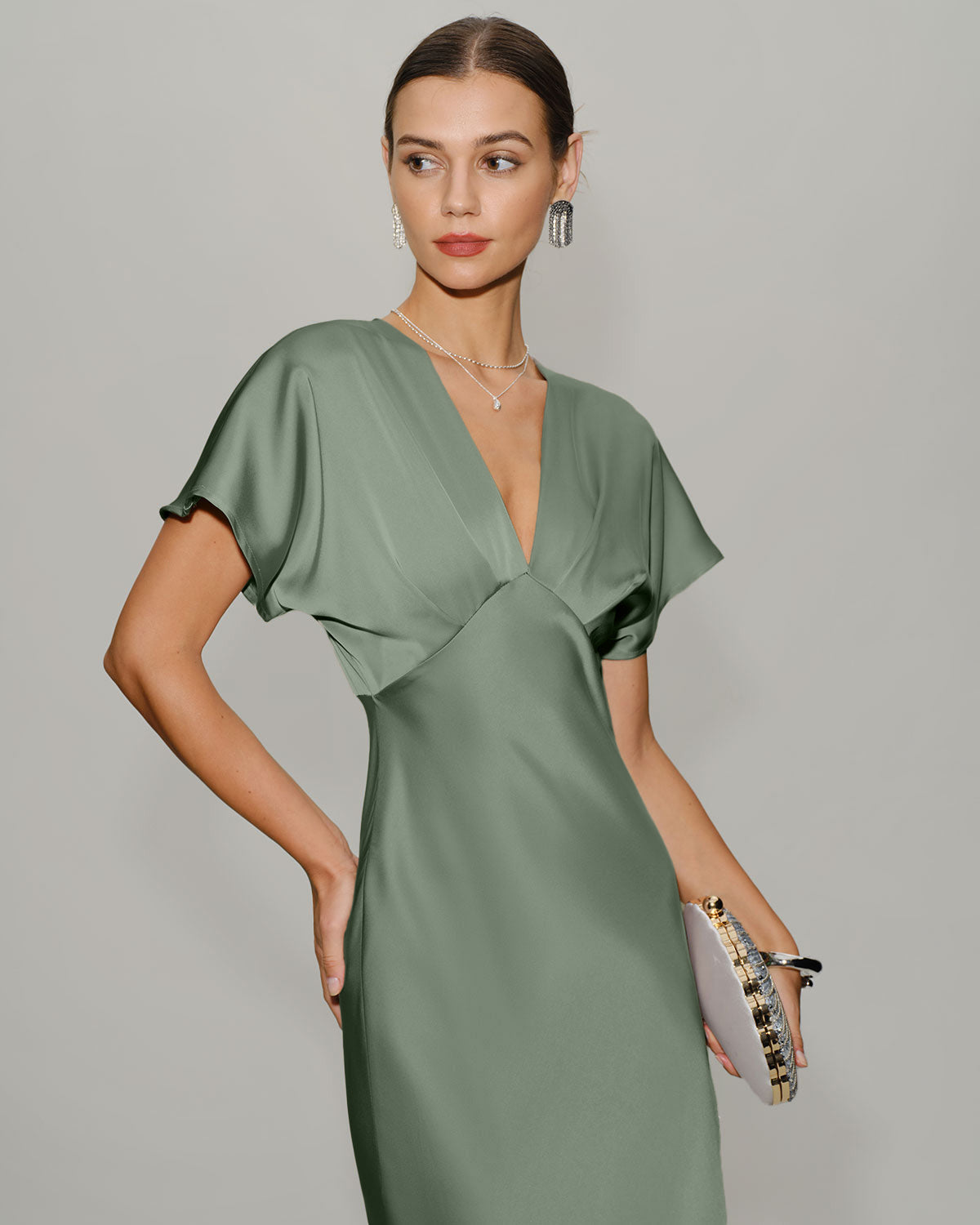 Women's V-Neck Tiered Summer Midi Dress for Wedding Guest