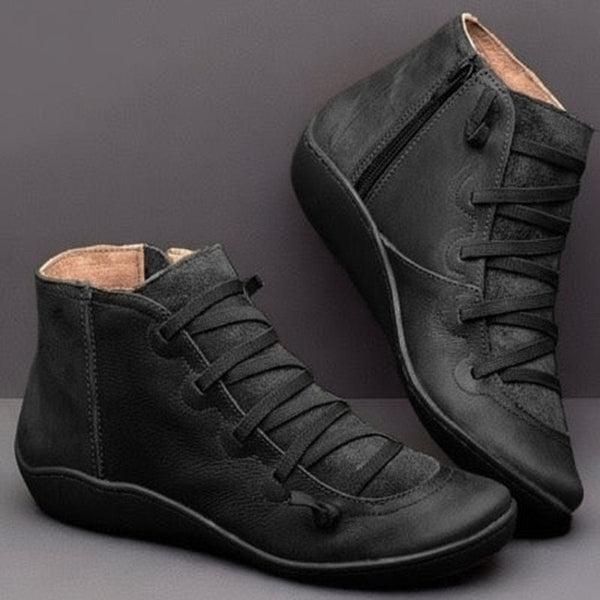 Women's Winter Ankle Boots with Side Zip, Lace Up and Lined
