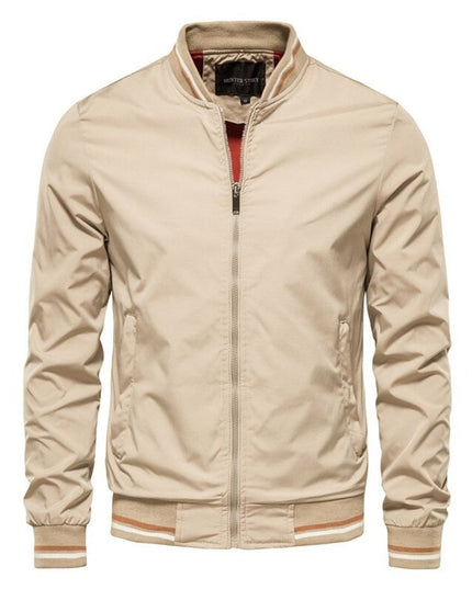 Men's Full-Zip Bomber Jacket with Varsity Striped Trim
