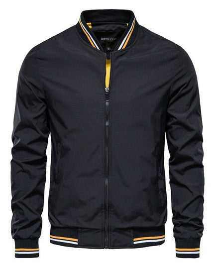 Men's Full-Zip Bomber Jacket with Varsity Striped Trim