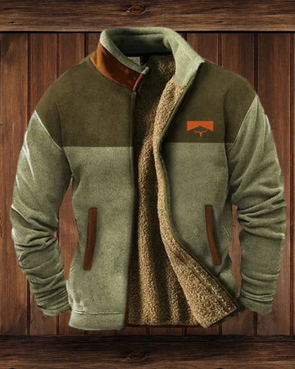 Men's Full Zip Cardigan Jacket, Sherpa Lined Aztec Print