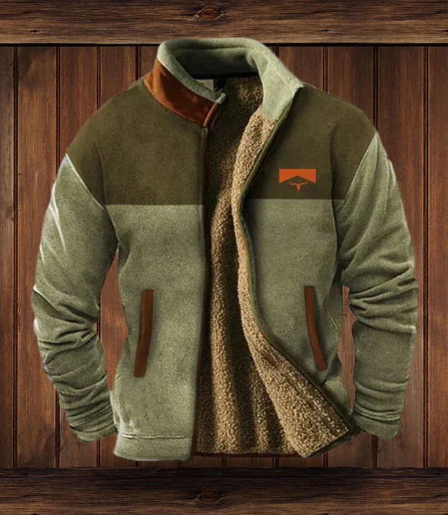 Men's Full Zip Cardigan Jacket, Sherpa Lined Aztec Print