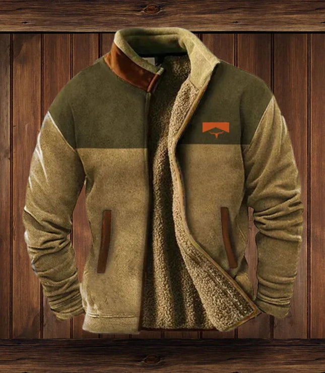 Men's Full Zip Cardigan Jacket, Sherpa Lined Aztec Print