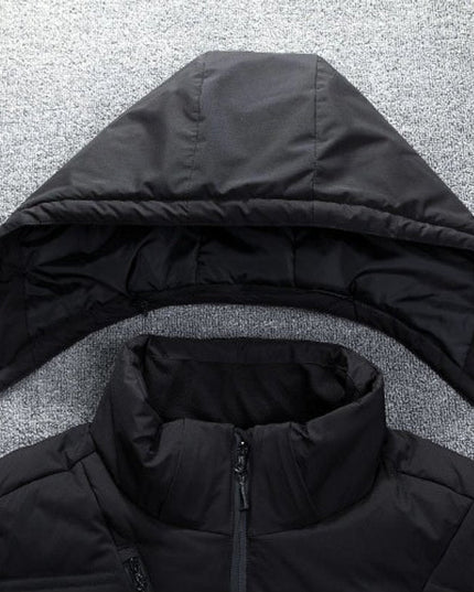 Men's Full Zip Removable Hood Quilted Winter Jacket