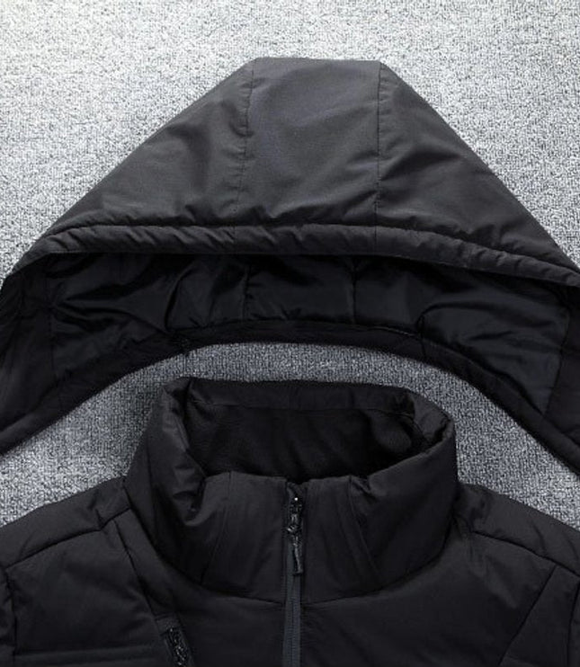 Men's Full Zip Removable Hood Quilted Winter Jacket