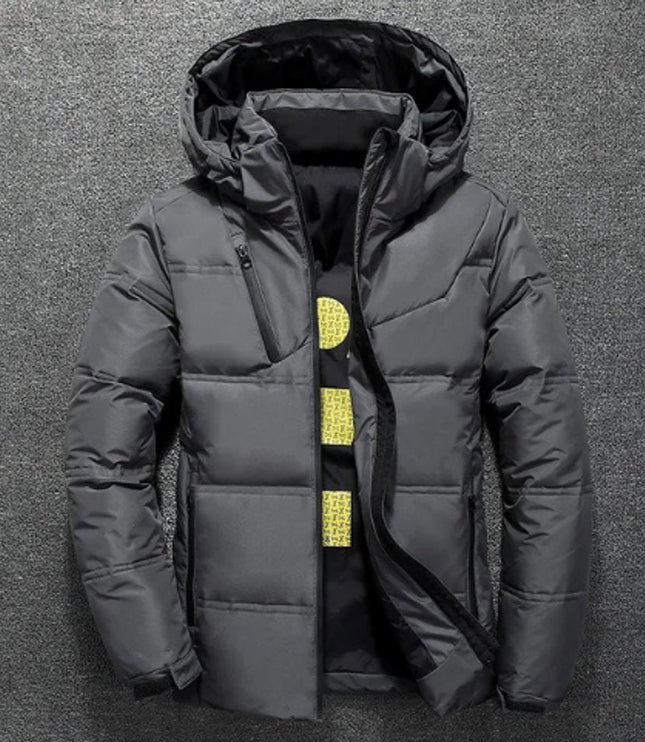 Men's Full Zip Removable Hood Quilted Winter Jacket