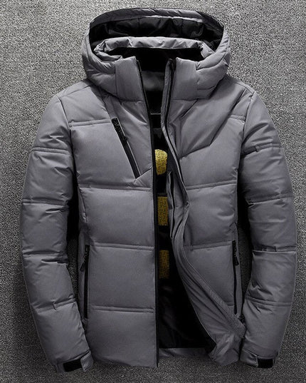 Men's Full Zip Removable Hood Quilted Winter Jacket