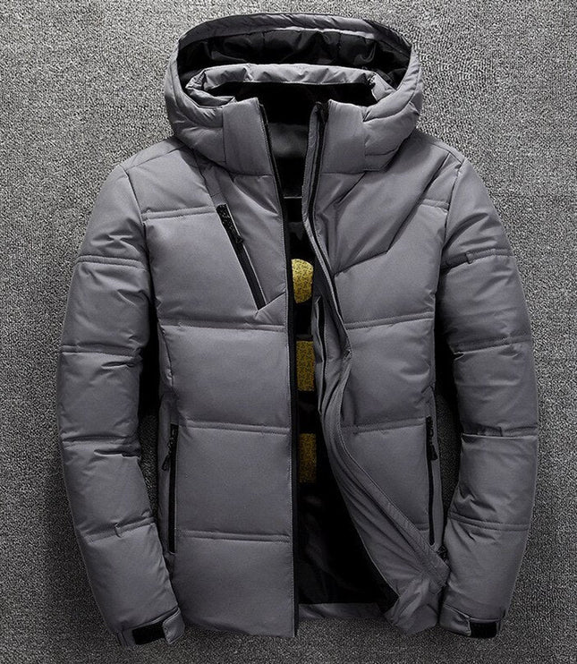 Men's Full Zip Removable Hood Quilted Winter Jacket