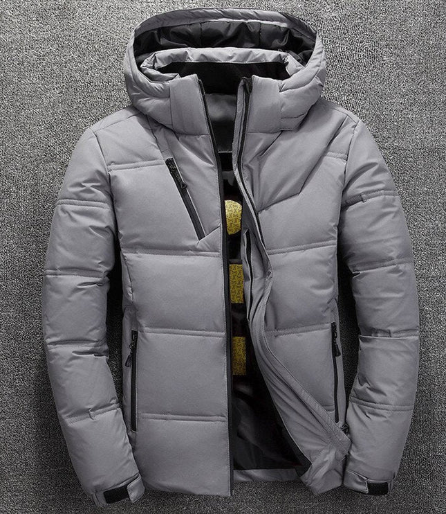 Men's Full Zip Removable Hood Quilted Winter Jacket