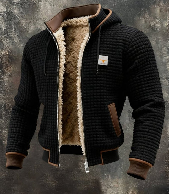 Men's Hooded Full-Zip Sherpa-Lined Quilted Winter Jacket
