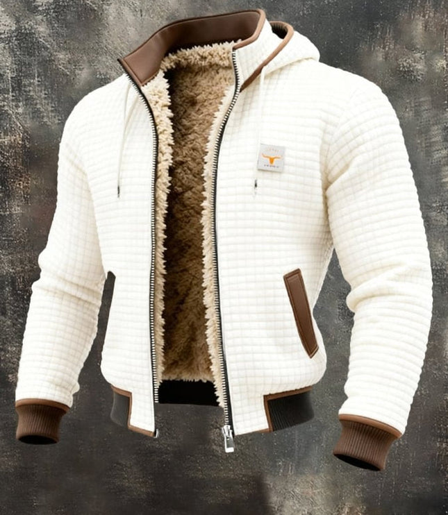 Men's Hooded Full-Zip Sherpa-Lined Quilted Winter Jacket