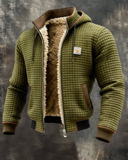 Men's Hooded Full-Zip Sherpa-Lined Quilted Winter Jacket