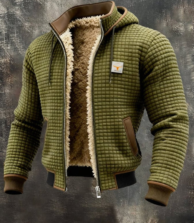Men's Hooded Full-Zip Sherpa-Lined Quilted Winter Jacket
