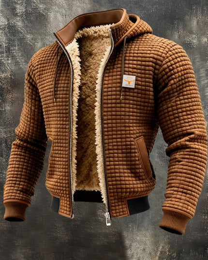 Men's Hooded Full-Zip Sherpa-Lined Quilted Winter Jacket