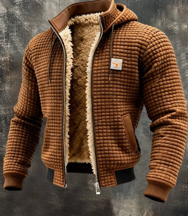 Men's Hooded Full-Zip Sherpa-Lined Quilted Winter Jacket