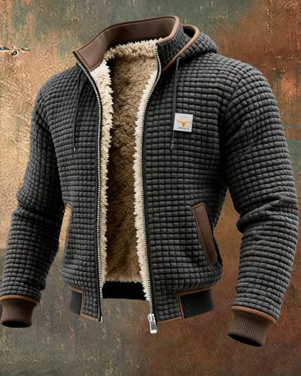 Men's Hooded Full-Zip Sherpa-Lined Quilted Winter Jacket