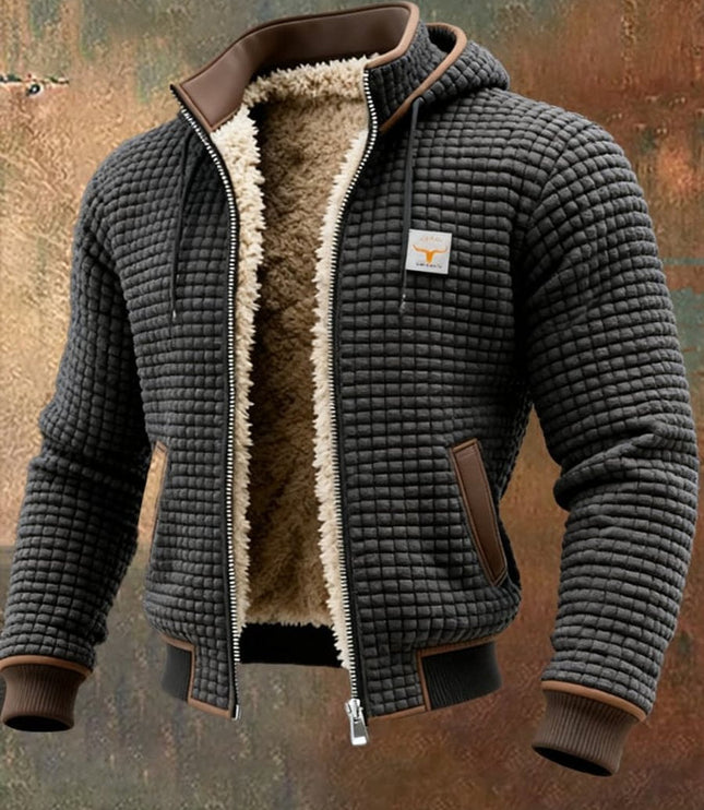Men's Hooded Full-Zip Sherpa-Lined Quilted Winter Jacket