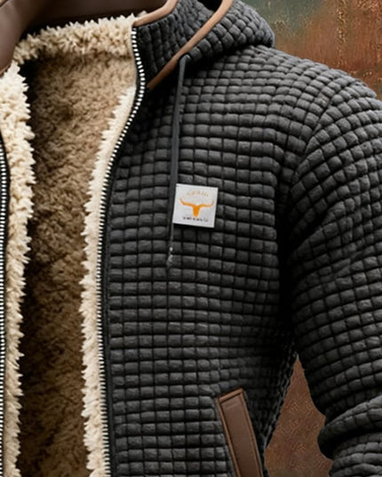 Men's Hooded Full-Zip Sherpa-Lined Quilted Winter Jacket