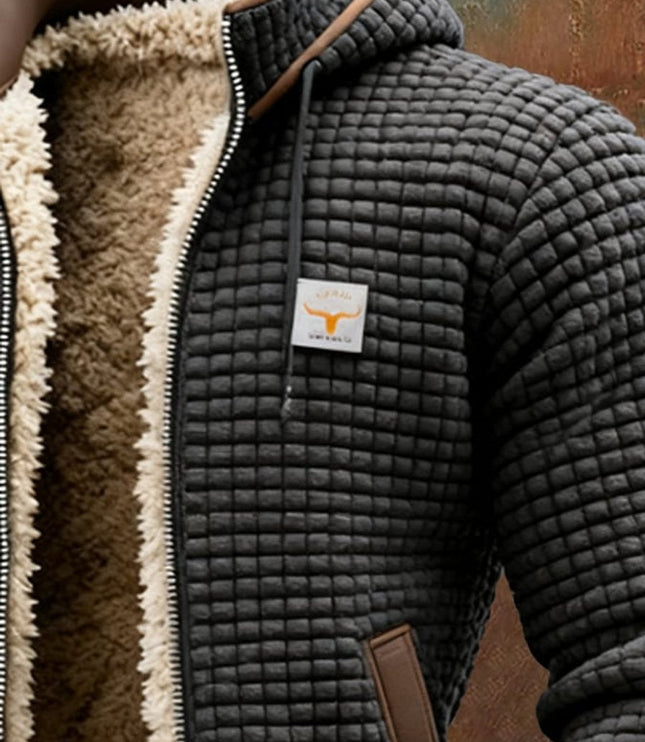 Men's Hooded Full-Zip Sherpa-Lined Quilted Winter Jacket