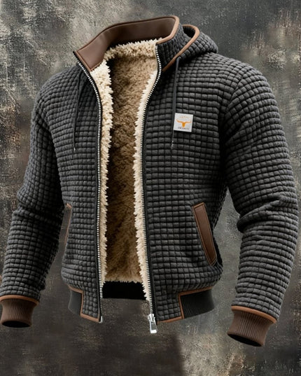 Men's Hooded Full-Zip Sherpa-Lined Quilted Winter Jacket