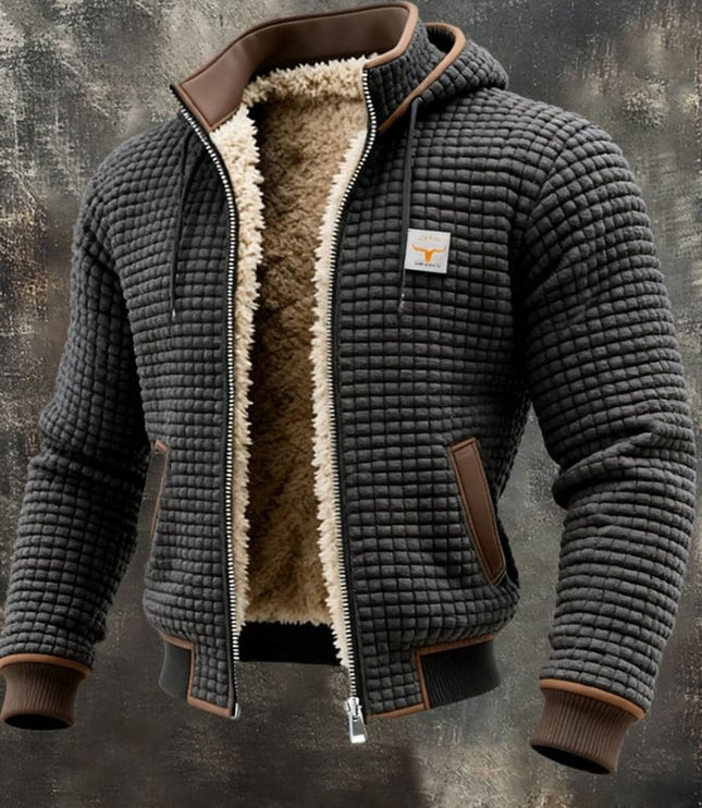 Men's Hooded Full-Zip Sherpa-Lined Quilted Winter Jacket