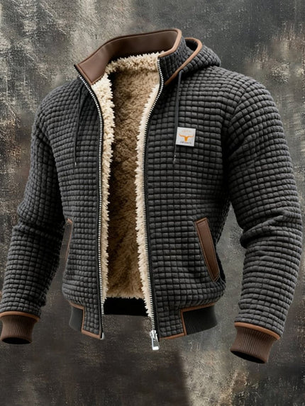 Men's Hooded Full-Zip Sherpa-Lined Quilted Winter Jacket