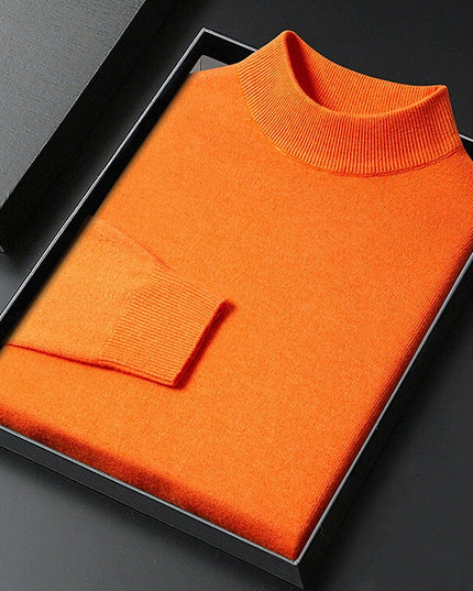 Men's Knit Pullover Sweater Mock Neck Ribbed Collar