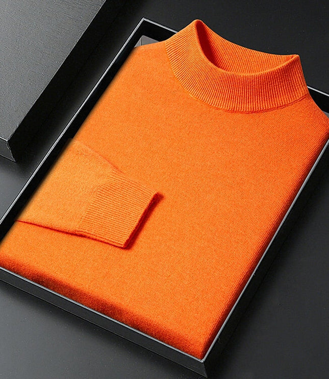 Men's Knit Pullover Sweater Mock Neck Ribbed Collar