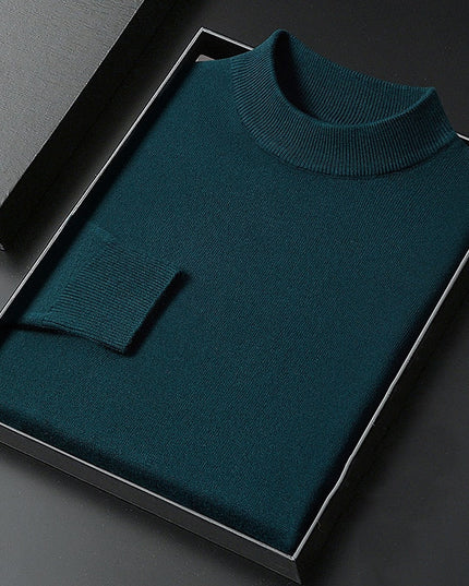 Men's Knit Pullover Sweater Mock Neck Ribbed Collar
