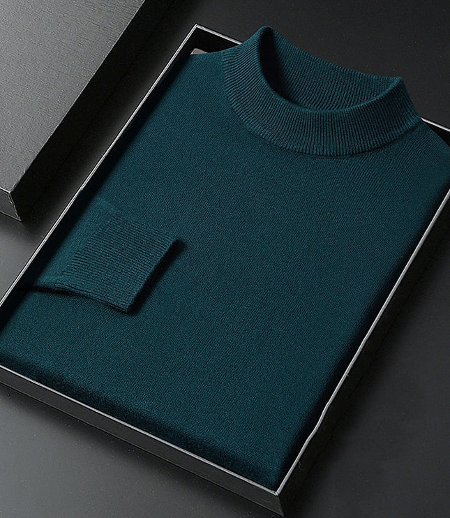 Men's Knit Pullover Sweater Mock Neck Ribbed Collar