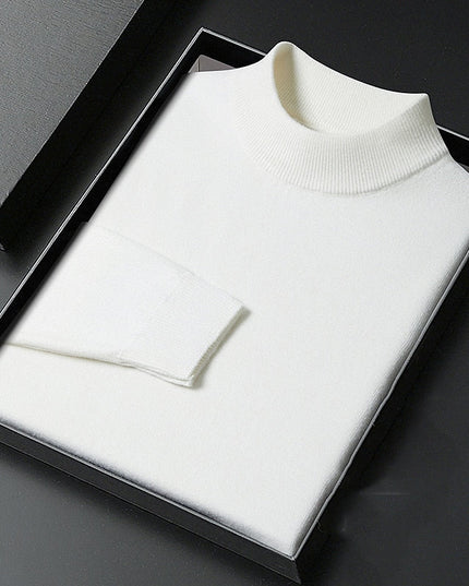 Men's Knit Pullover Sweater Mock Neck Ribbed Collar