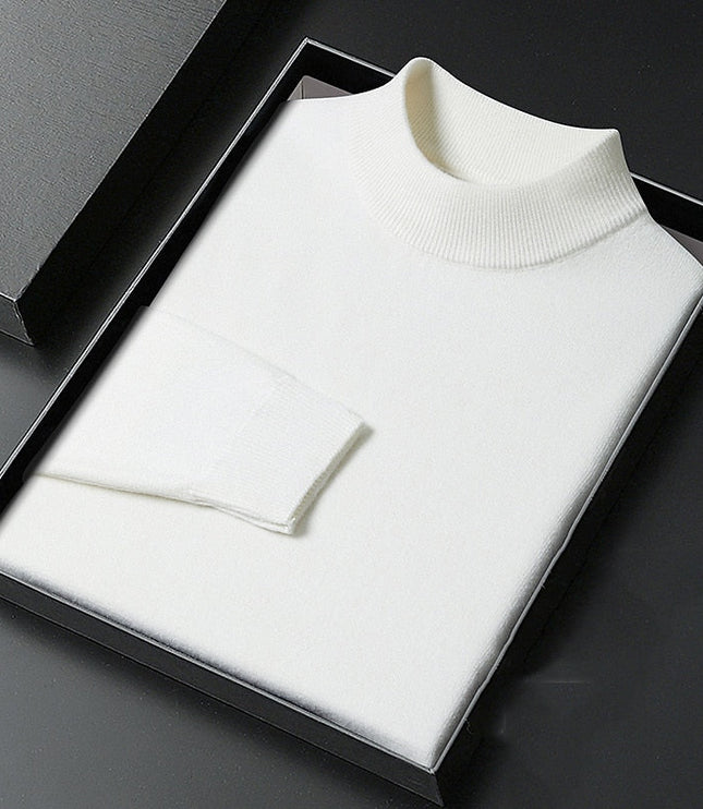 Men's Knit Pullover Sweater Mock Neck Ribbed Collar