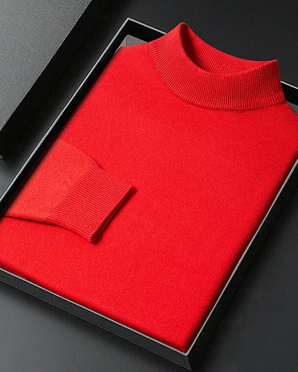 Men's Knit Pullover Sweater Mock Neck Ribbed Collar