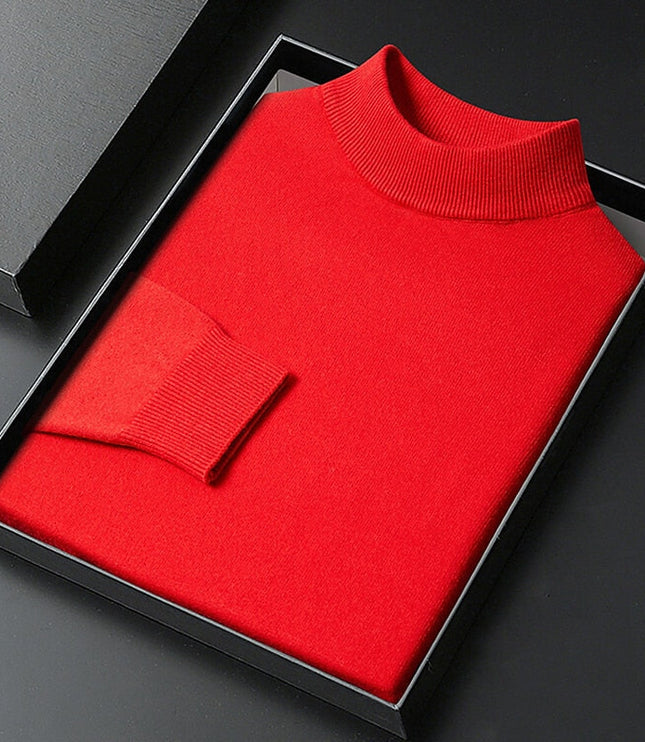 Men's Knit Pullover Sweater Mock Neck Ribbed Collar
