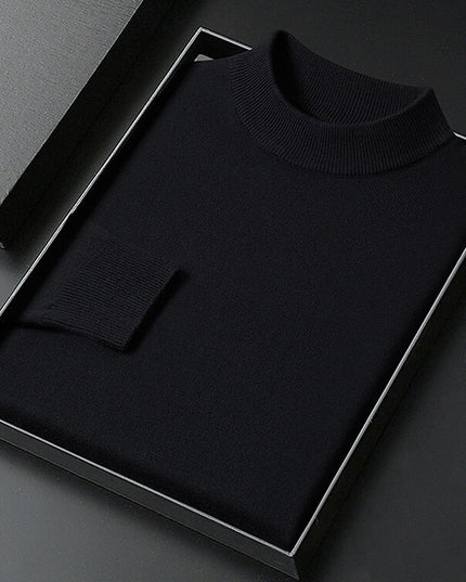 Men's Knit Pullover Sweater Mock Neck Ribbed Collar