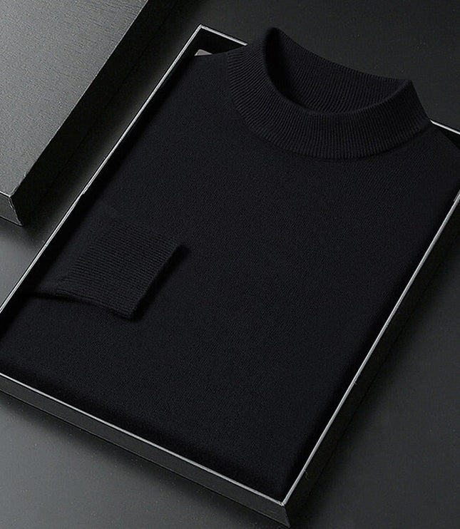 Men's Knit Pullover Sweater Mock Neck Ribbed Collar