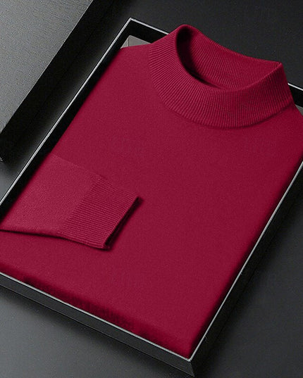 Men's Knit Pullover Sweater Mock Neck Ribbed Collar