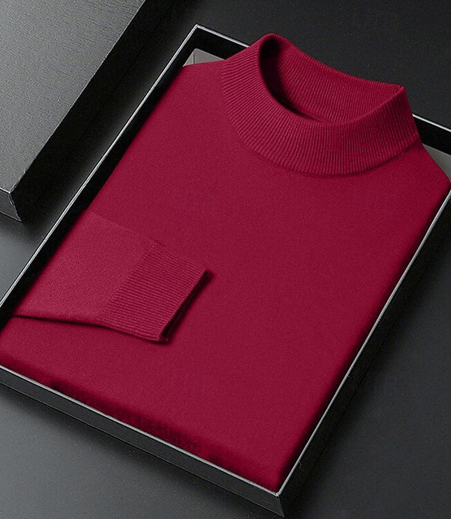 Men's Knit Pullover Sweater Mock Neck Ribbed Collar