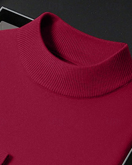 Men's Knit Pullover Sweater Mock Neck Ribbed Collar