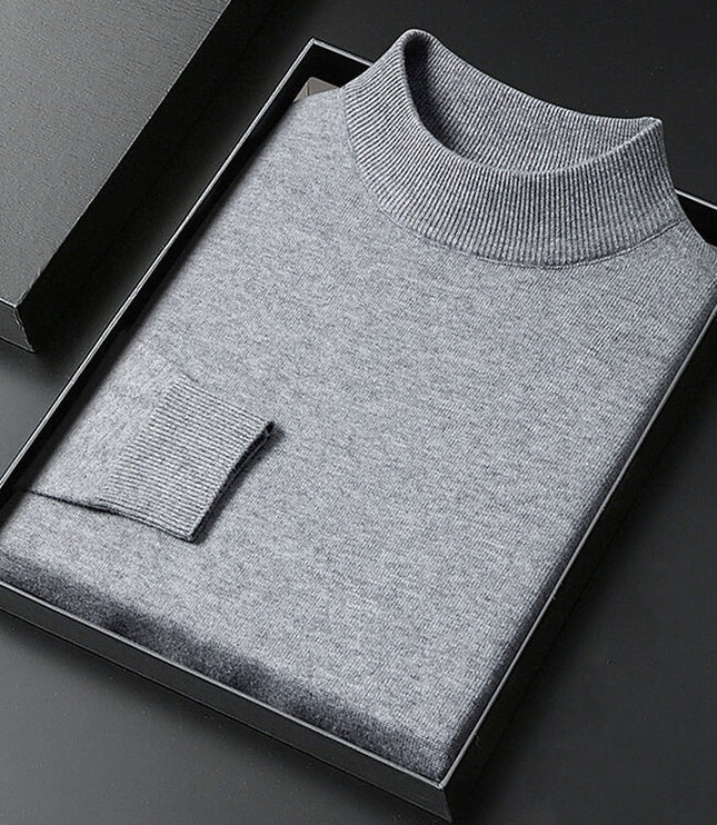 Men's Knit Pullover Sweater Mock Neck Ribbed Collar