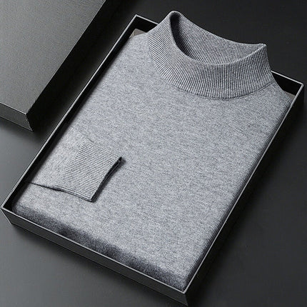 Men's Knit Pullover Sweater Mock Neck Ribbed Collar