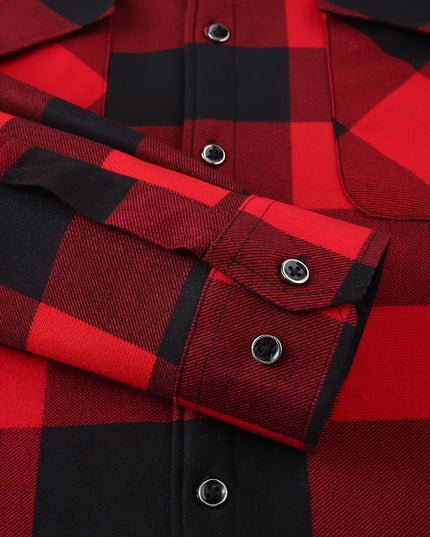 Men's Lined Fall Shacket Hooded Plaid Shirt Jacket