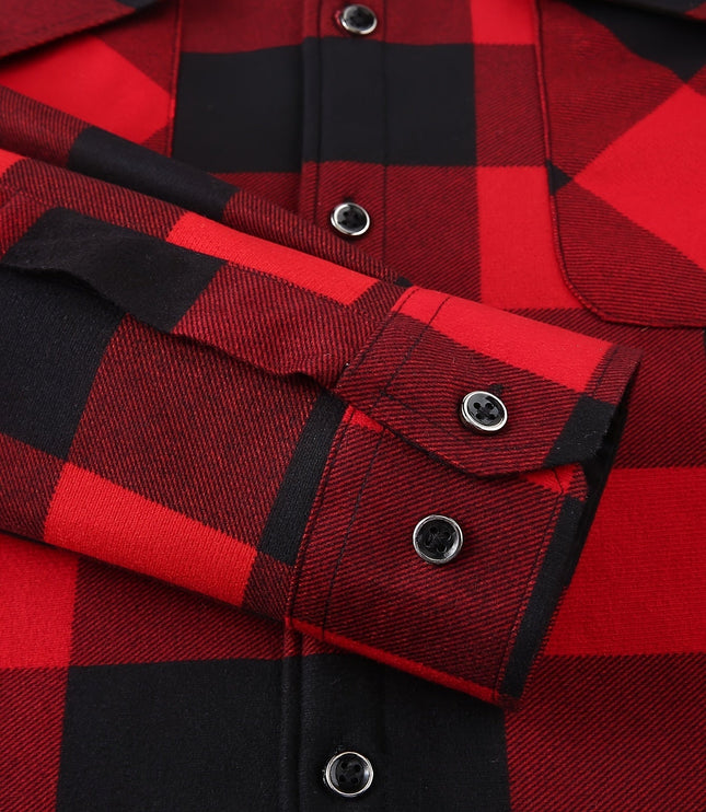 Men's Lined Fall Shacket Hooded Plaid Shirt Jacket