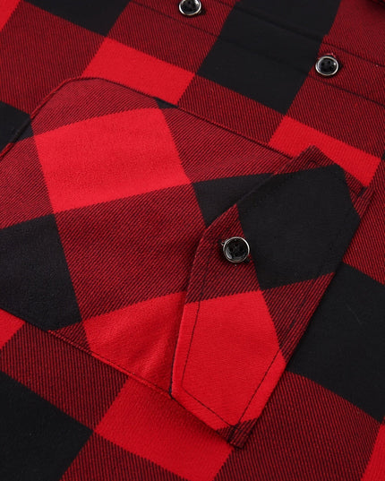 Men's Lined Fall Shacket Hooded Plaid Shirt Jacket