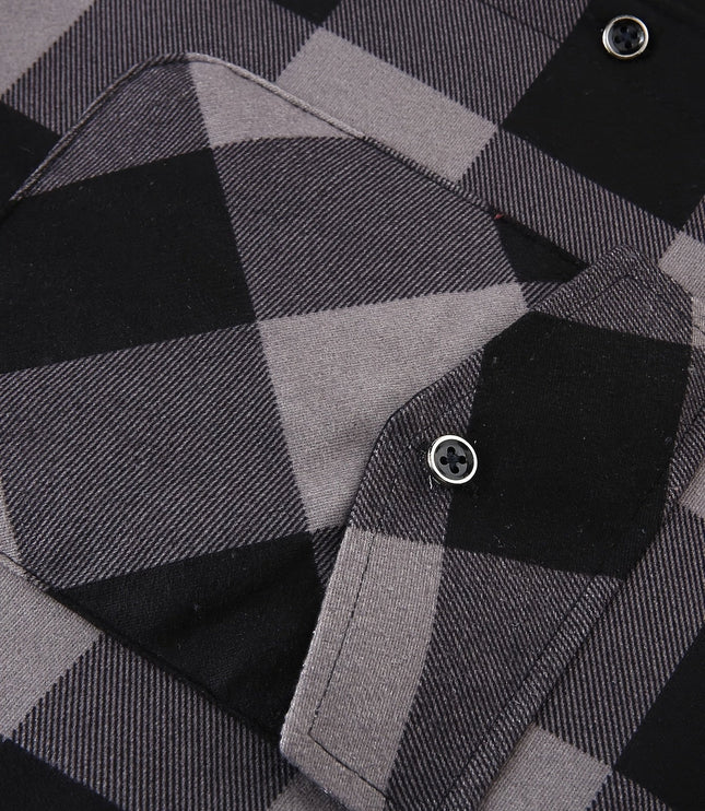 Men's Lined Fall Shacket Hooded Plaid Shirt Jacket