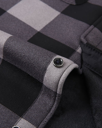 Men's Lined Fall Shacket Hooded Plaid Shirt Jacket