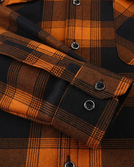 Men's Lined Fall Shacket Hooded Plaid Shirt Jacket